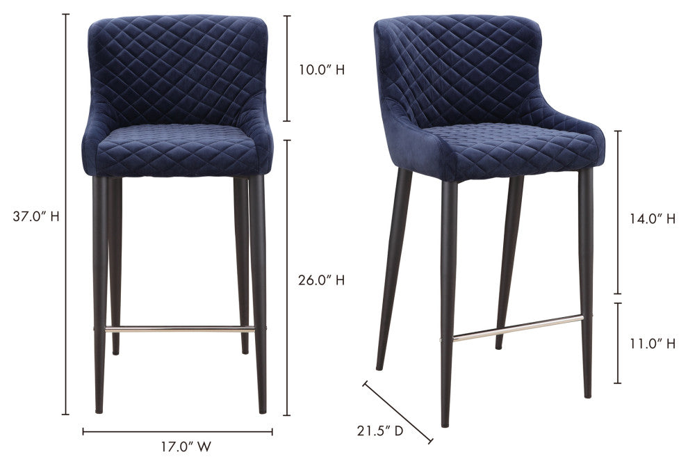 Contemporary Etta Counter Stool Dark Blue - Blue