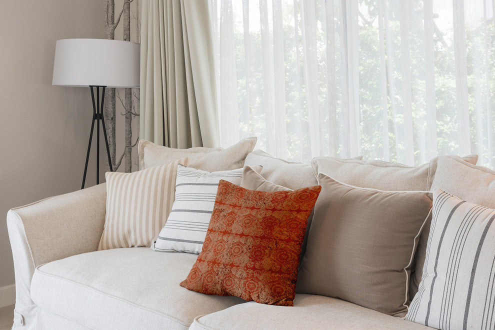 Patina Geometric Print Pillow, Orange/Rust, 18" X 18"