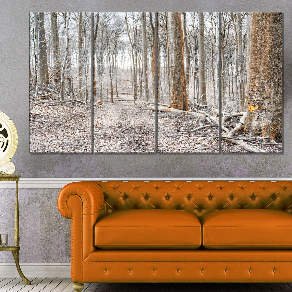 Dense Forest in the Winter Photography, Forest Canvas Art, 48"x28", 4 Panels