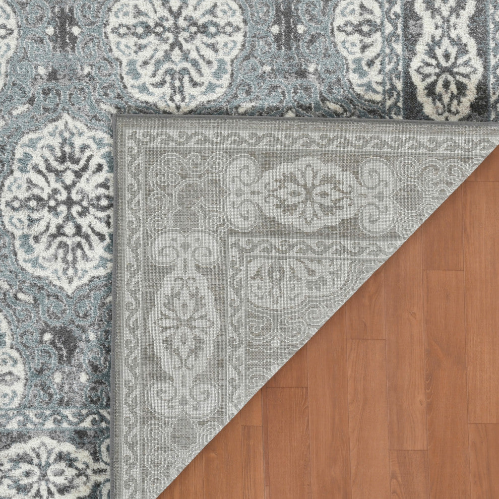 Alessana Banbury Bordered Area Rug, Blue, 6'7"x6'7" Round