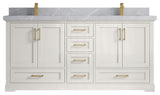 Boston 72" Double Sink Bath Vanity in Alabaster 2" Pearl Gray