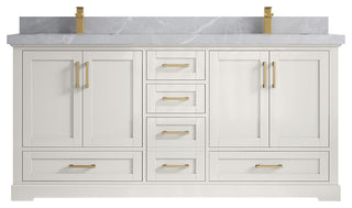Boston 72" Double Sink Bath Vanity in Alabaster 2" Pearl Gray