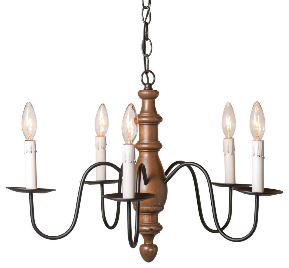 Irvins Country Tinware Country Inn Chandelier in Rustic Brown - 5 Light
