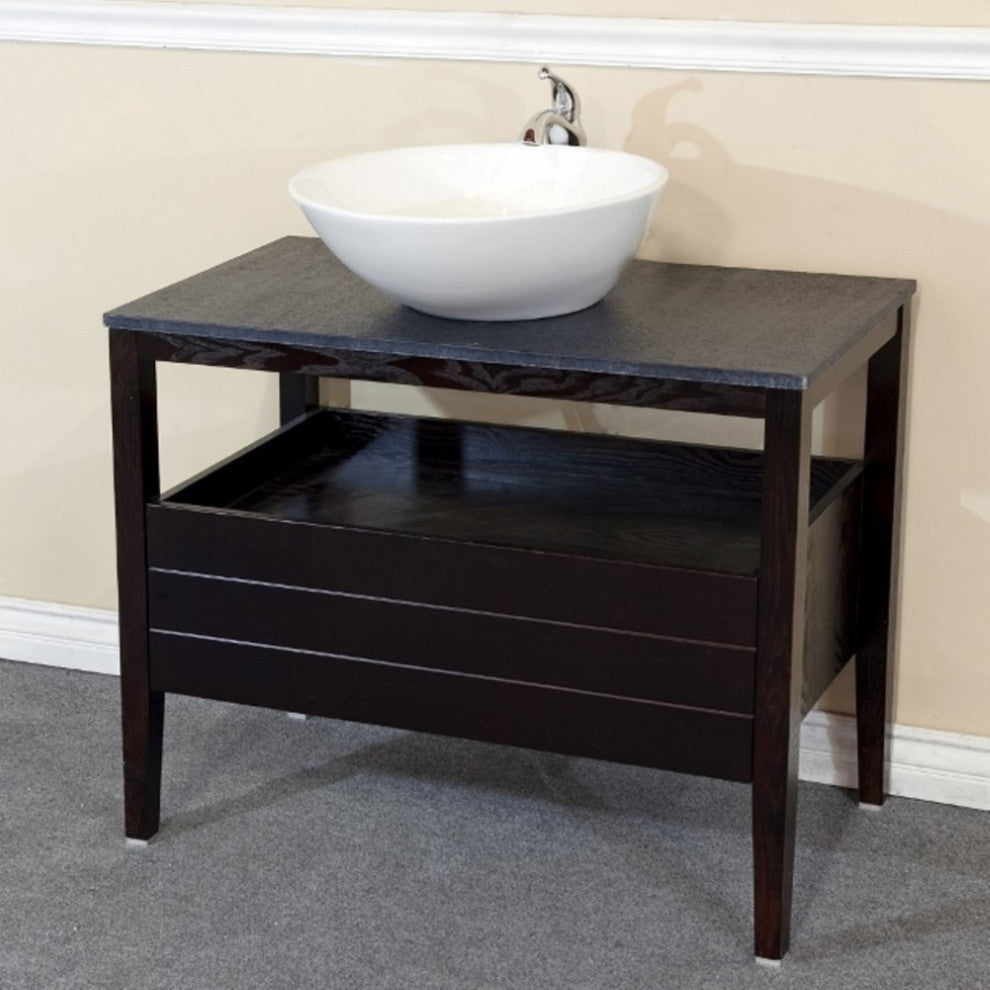 35.5" Single Sink Vanity, Wood, Black