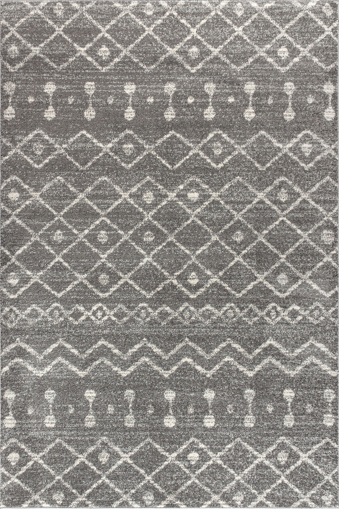Aksil Moroccan Beni Souk Area Rug, Gray/Cream, 4 X 6