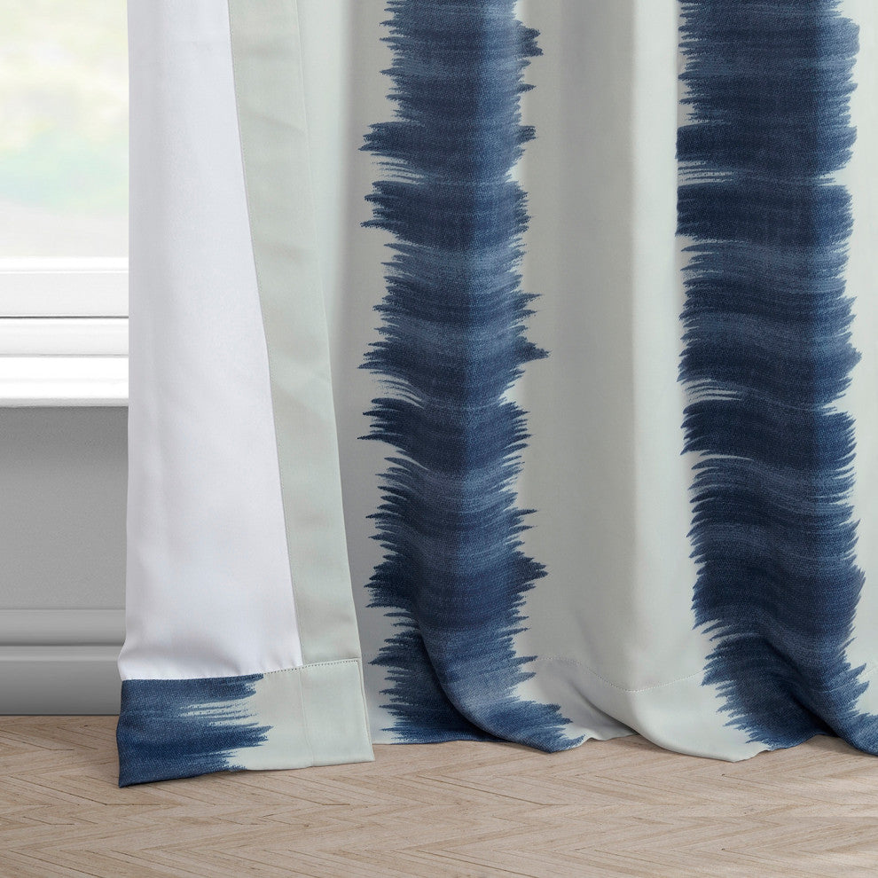 Flambe Blue Blackout Room Darkening Curtain, Set of 2, 50"x120"