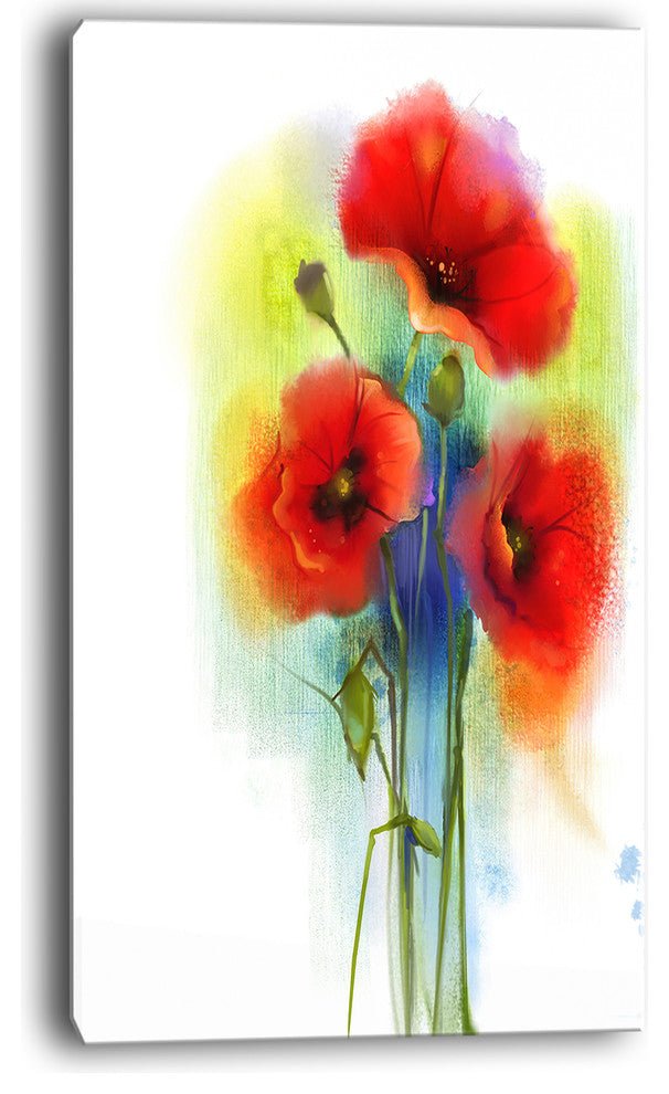 "Bunch of Bright Red Poppy Flowers" Flower Wall Art, 1 Panel, 28"x60"