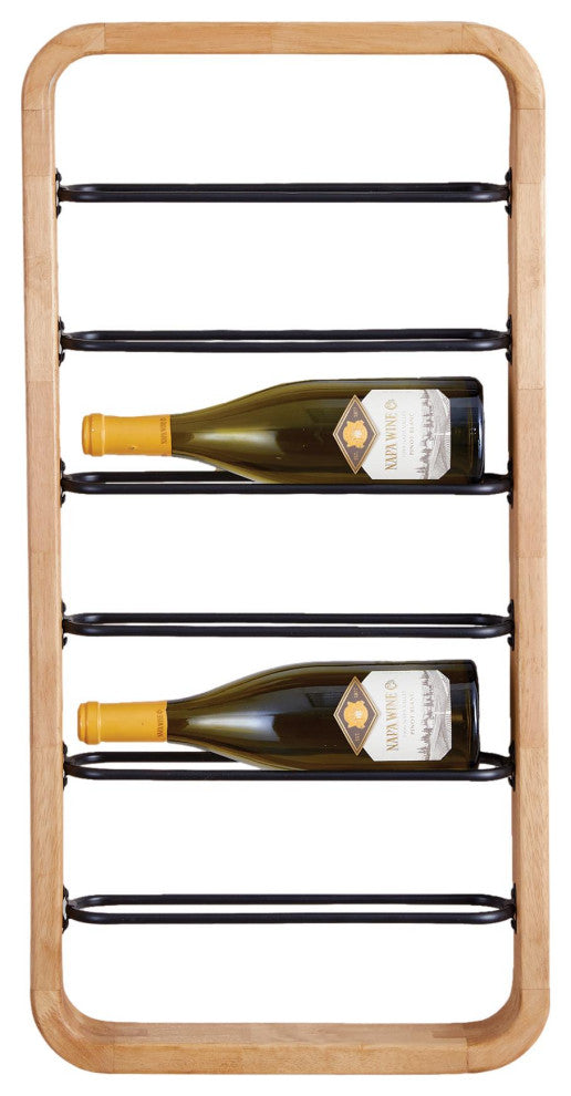 Modern Minimalist Wall Mounted 6 Bottle Wine Rack Floating Shelf Contemporary