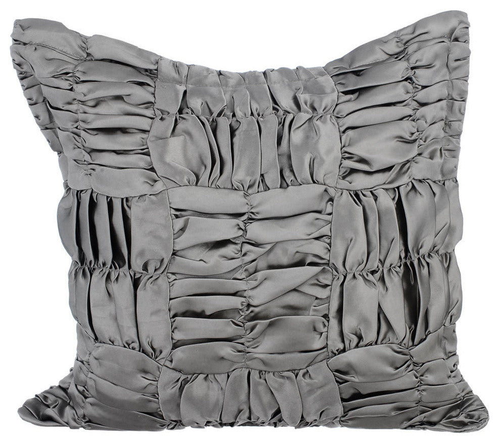 Gray Decorative Pillow Covers 12"x12" Satin, Dreamy Gray