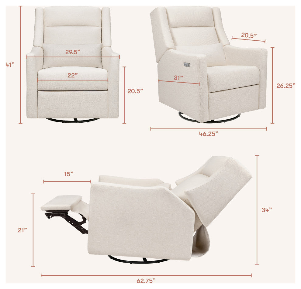 Kiwi Plus Power Glider Recliner w/ Power Headrest, Performance Cream Eco-Weave
