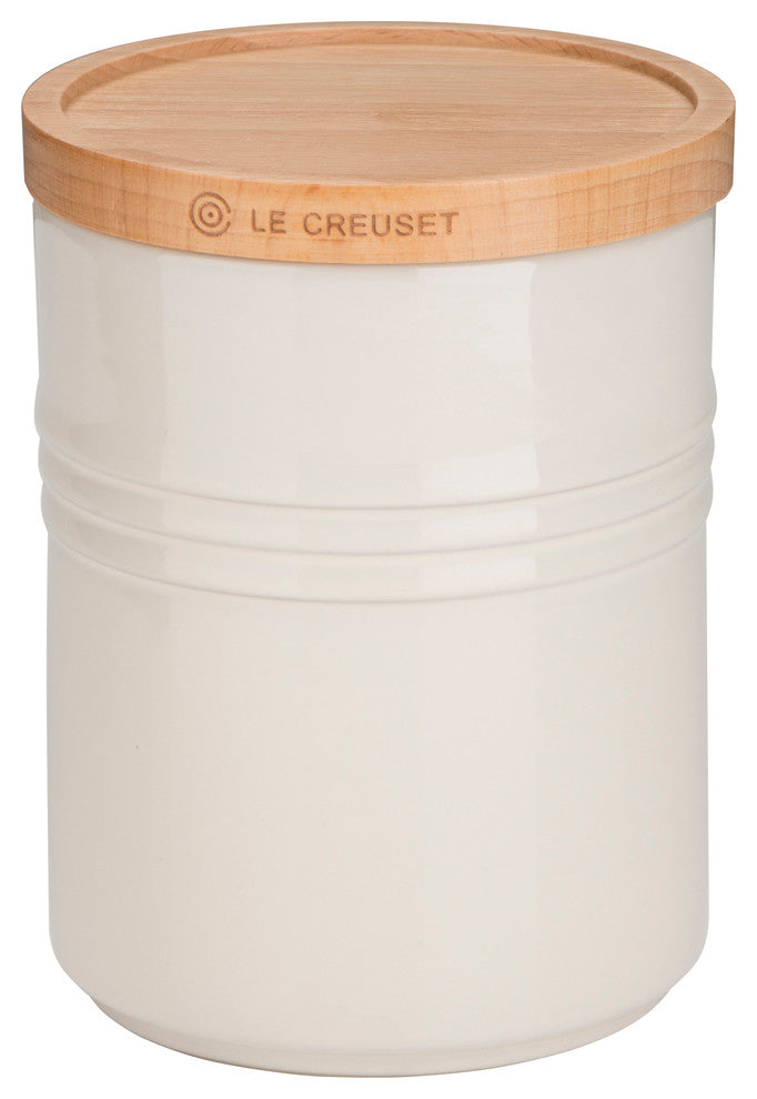 Le Creuset Stoneware Medium Storage Jar With Wooden Lid, Almond