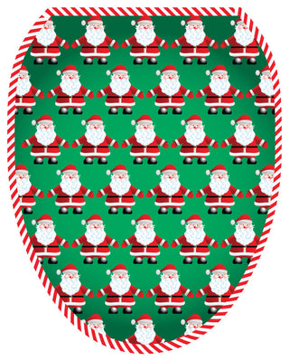 Santa Line Dancing Toilet Tattoos Seat Cover, Vinyl Lid Decal, Holiday Bathroom, Elongated