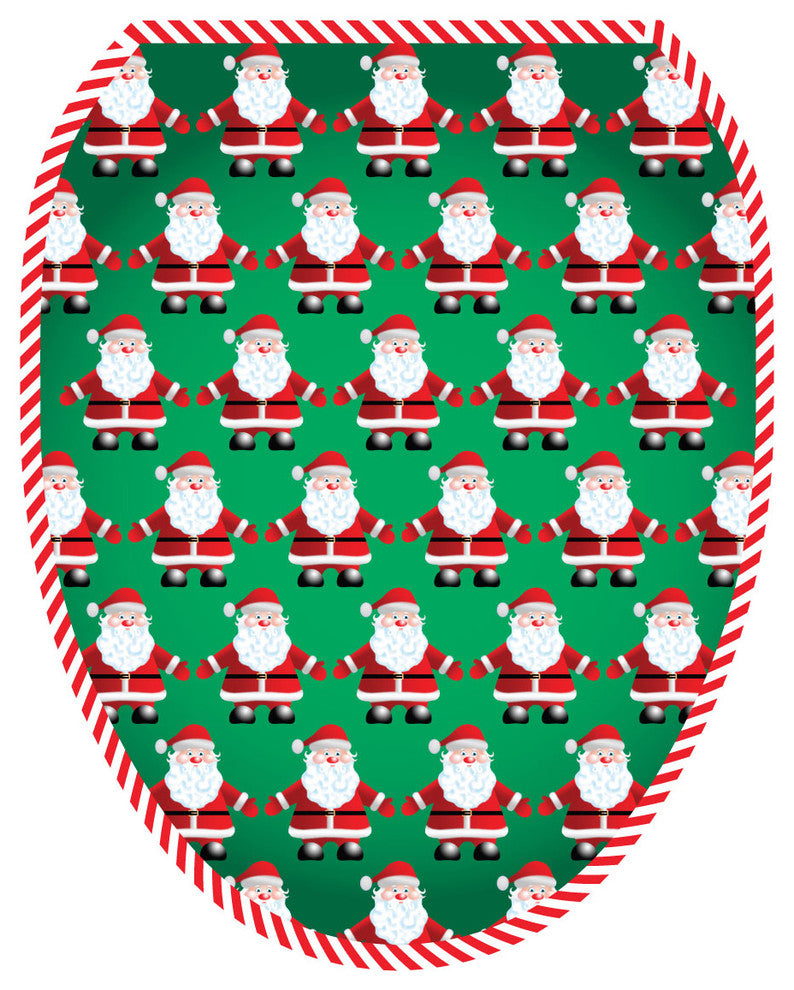 Santa Line Dancing Toilet Tattoos Seat Cover, Vinyl Lid Decal, Holiday Bathroom, Elongated