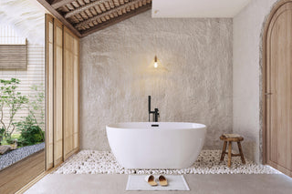 Aaron 59" Soaking Bathtub, Glossy White With Matte Black Trim