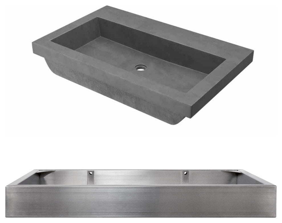 36" Zaca Vanity Base with NativeStone Trough in Slate
