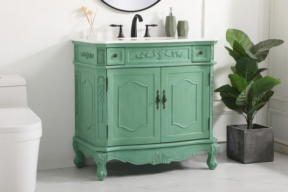 Bathroom Vanity, Vintage Mint, 36", Single Sink
