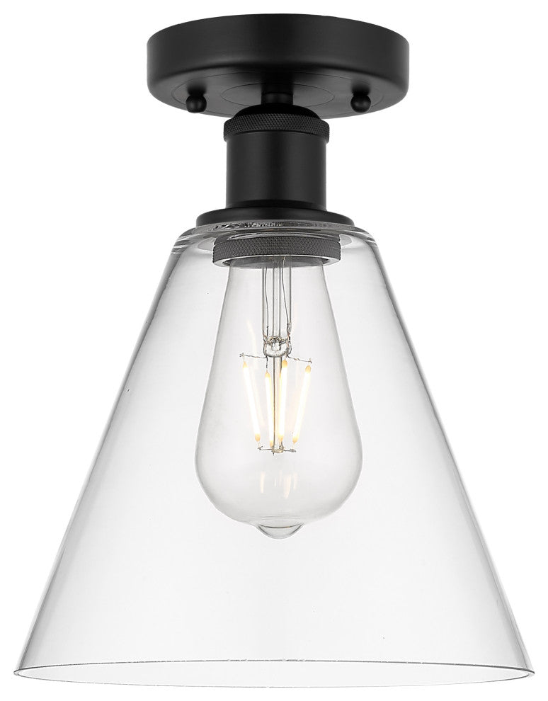 Innovations 616-1F-BK-GBC-82 Berkshire 1 Light Semi-Flush Mount, Matte Black