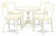 5Pc Dining Set,Small Table, 4 Faux Leather Chairs, Slat Back, Linen White