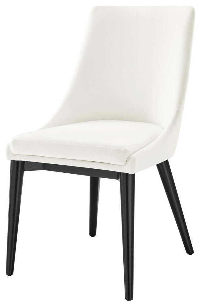 Side Dining Chair, White, Velvet, Modern, Kitchen Bistro Restaurant Hospitality