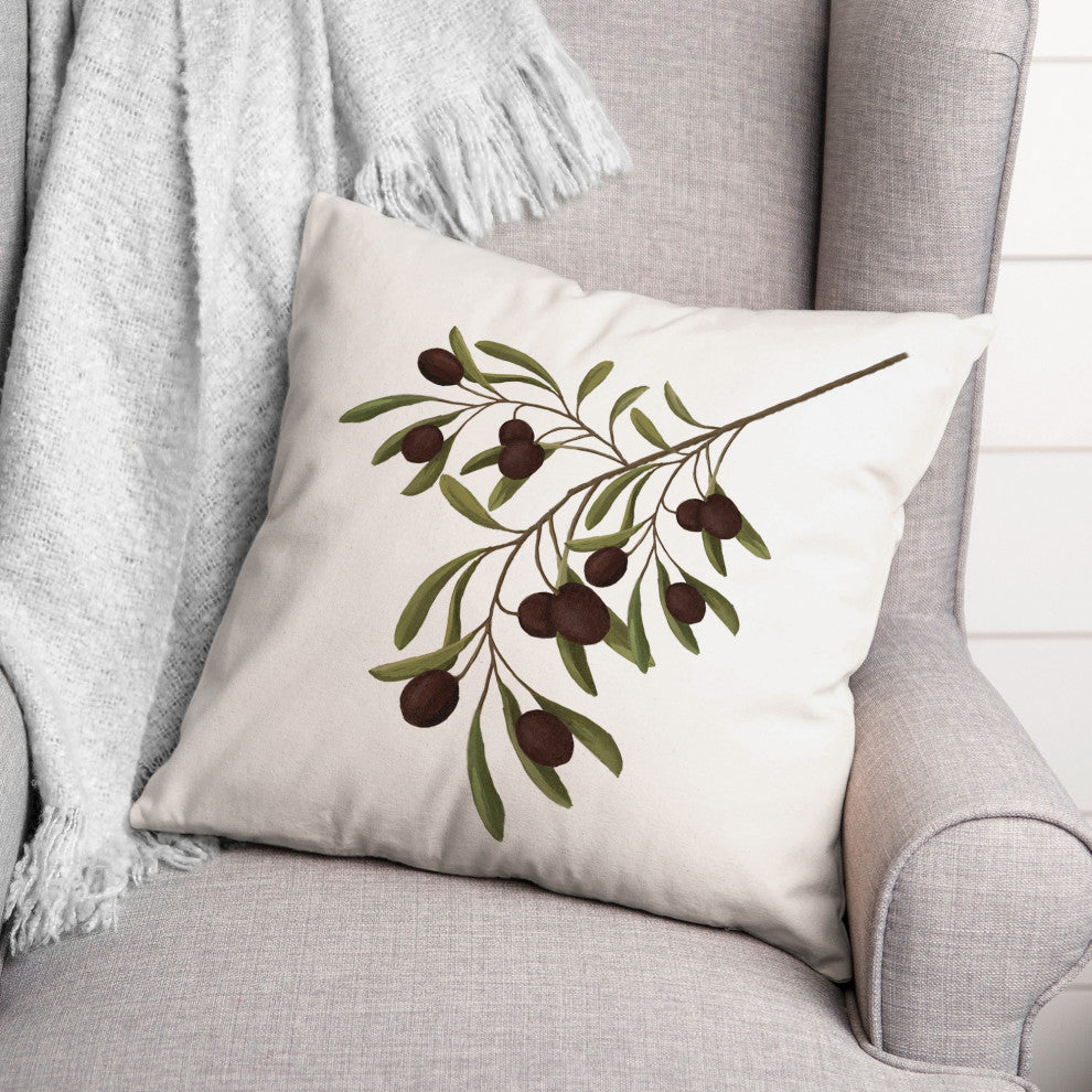 Olive Branch Neutral 1 16x16 Spun Poly Pillow