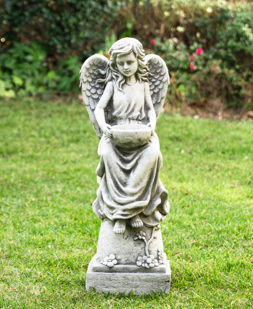 31.25"H MGO Angel Garden Statue With a Birdbath