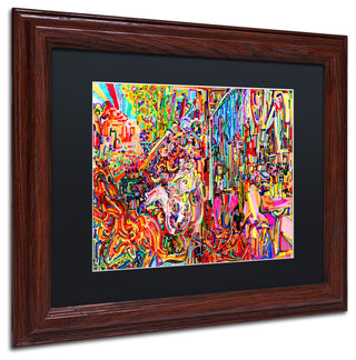 Josh Byer 'Awe Rides A Burning Steed' Art, Wood Frame, Black Mat, 14x11