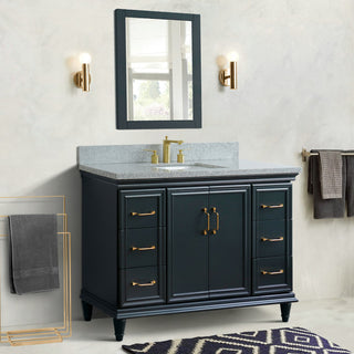 49" Single Sink Vanity, Dark Gray Finish With Gray Granite and Rectangle Sink