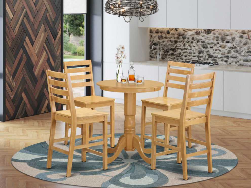 5 Pc Counter Height Dining Room Set -Pub Table And 4 Kitchen Dining Chairs