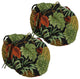 16" Outdoor Spun Polyester Tufted Chair Cushion, Set of 4, Black Tropical
