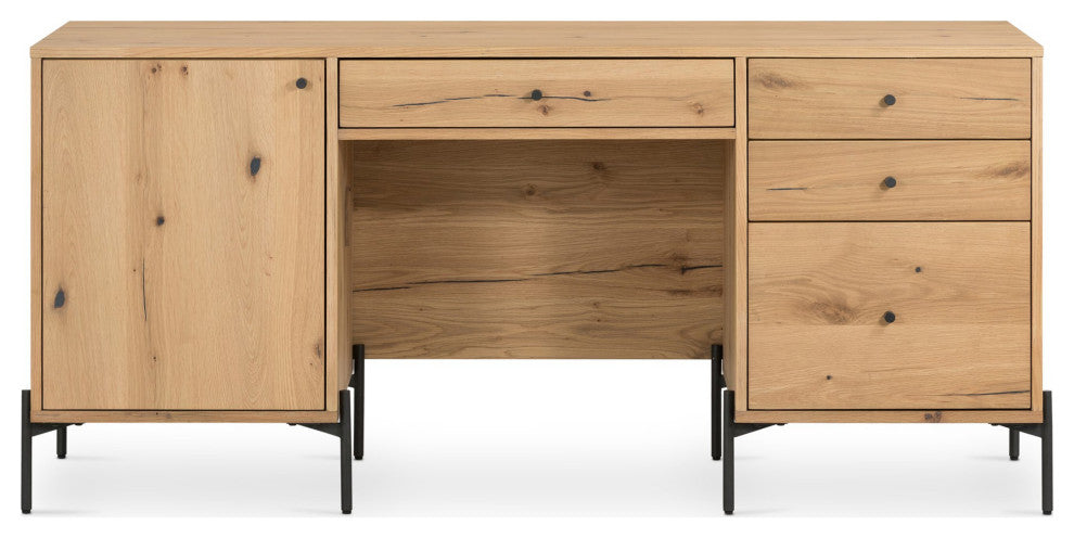 Eaton Executive Desk Light Oak Resin, Dark Gunmetal