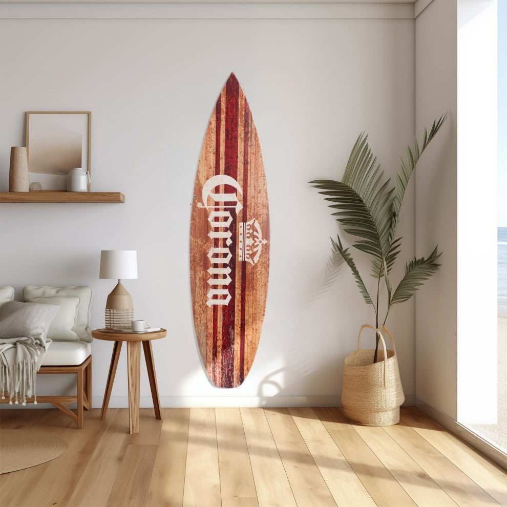 Licensed Corona Brown Wood Tones Surfboard Plaque Wall Sign, 60"x15"