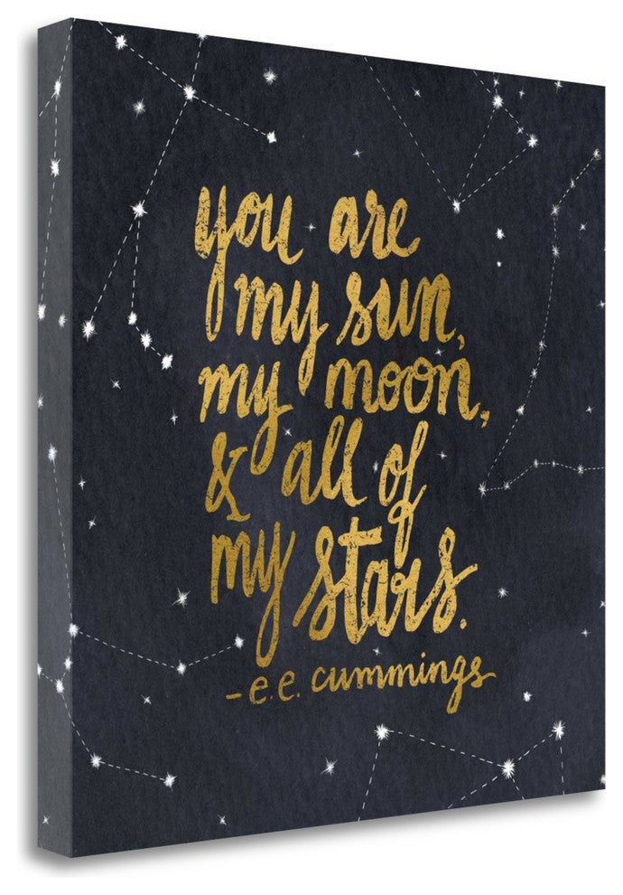 "Starry Words III Gold" By Sara Zieve Miller, Giclee on Gallery Wrap Canvas