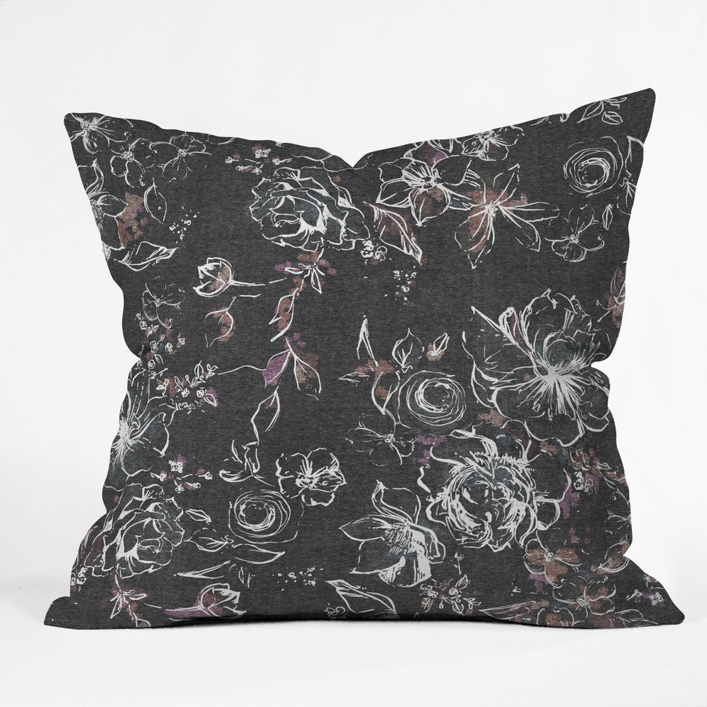Pattern State Floral Charcoal Throw Pillow