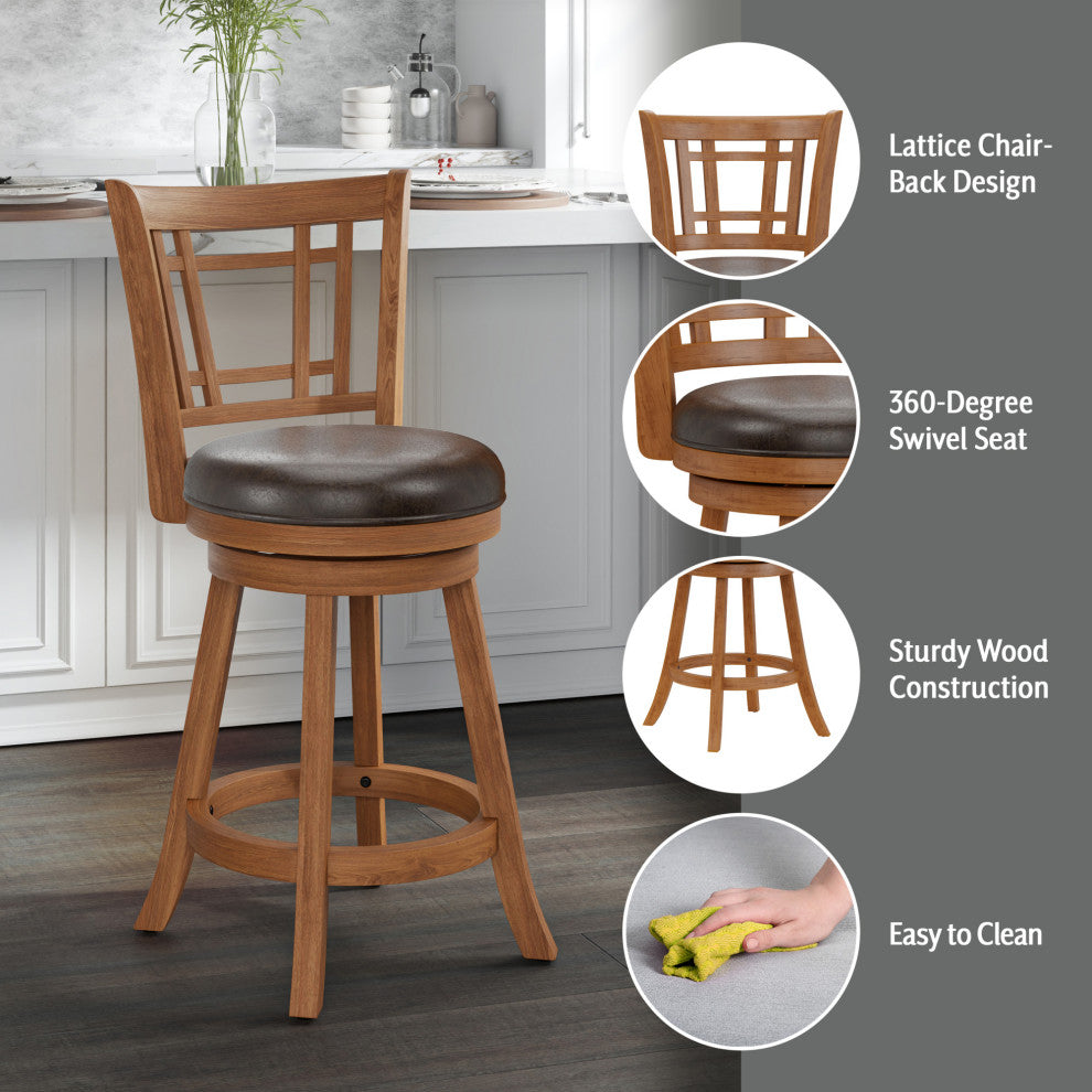 Fairfox Wood Swivel Stool, Counter Stool