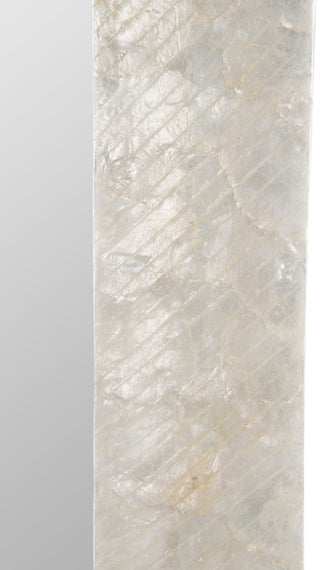 Capiz Seashell Mosaic Rectangular Decorative Wall Mirror, Pearlescent White