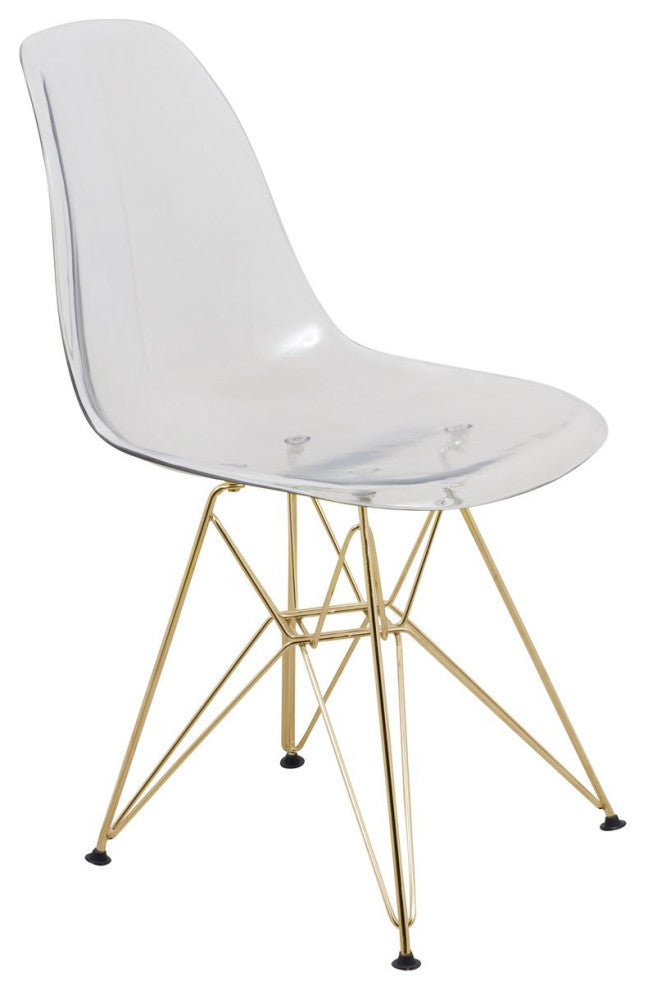 LeisureMod Cresco Molded Eiffel Side Chair With Gold Base
