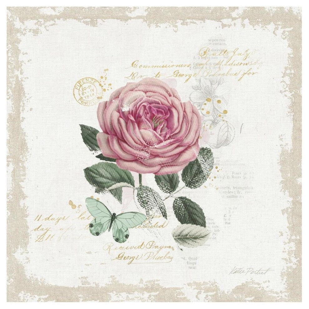 "French Romance IV Distressed" Digital Paper Print by Katie Pertiet, 42"x42"