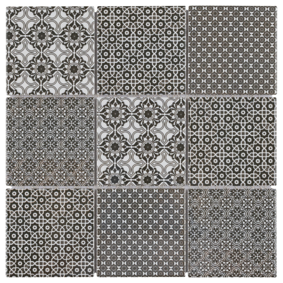 Classico 4" Square Black Porcelain Floor and Wall Tile