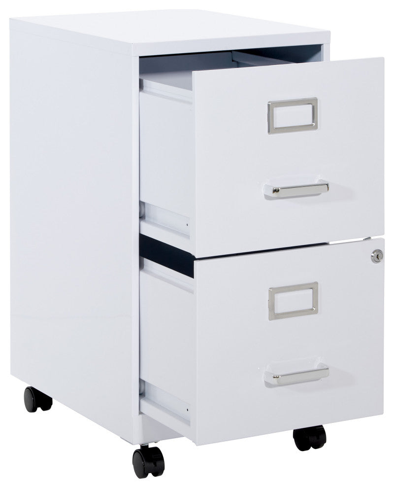 2 Drawer Mobile Locking Metal File Cabinet, White