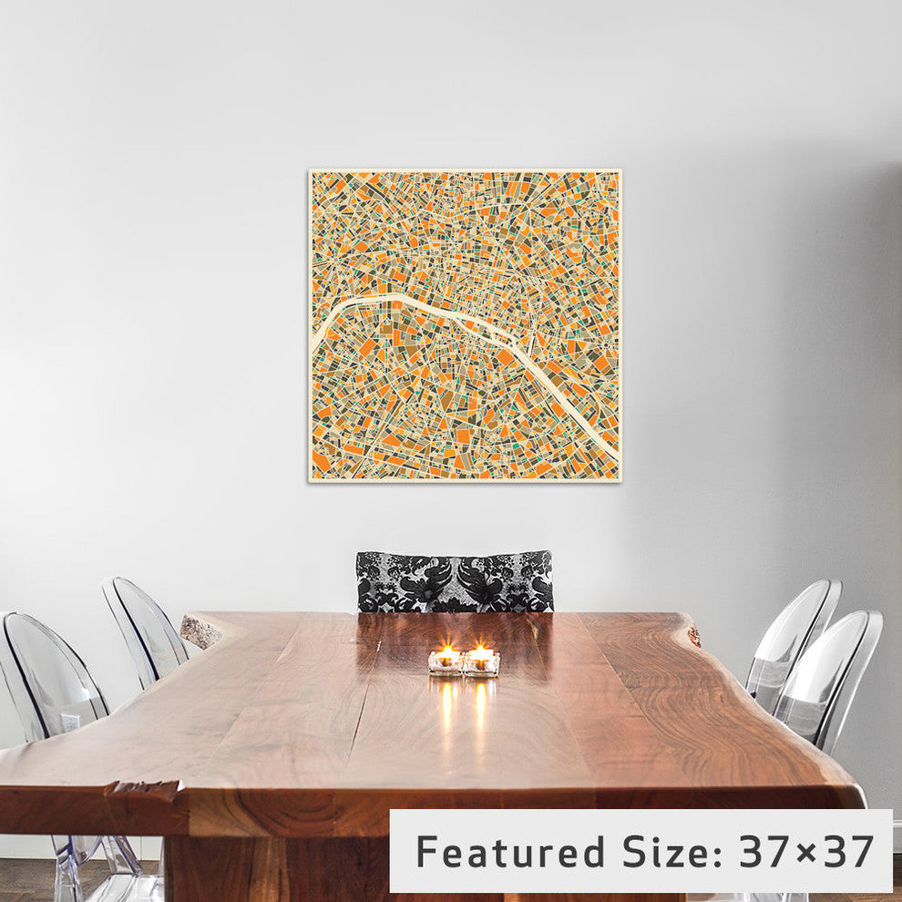 "Abstract City Map of Paris" by Jazzberry Blue, 26x26x1.5