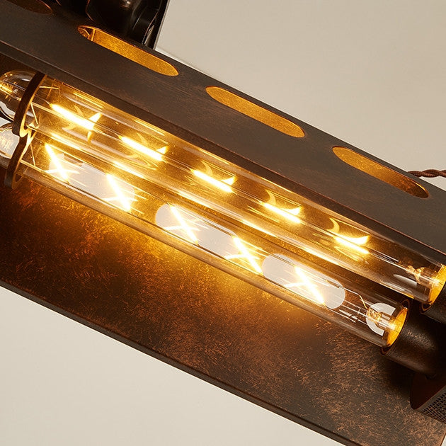 Industrial 6-Light Kitchen Island Lighting Loft Linear Pendant Light Fixture