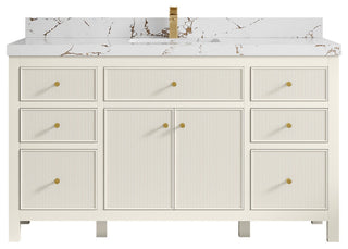 Sonoma 60" Single Sink Bath Vanity in Alabaster, 2"  Viola Brown