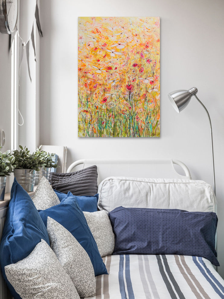 "Daisy Chain 10" Painting Print on Wrapped Canvas, 24x36
