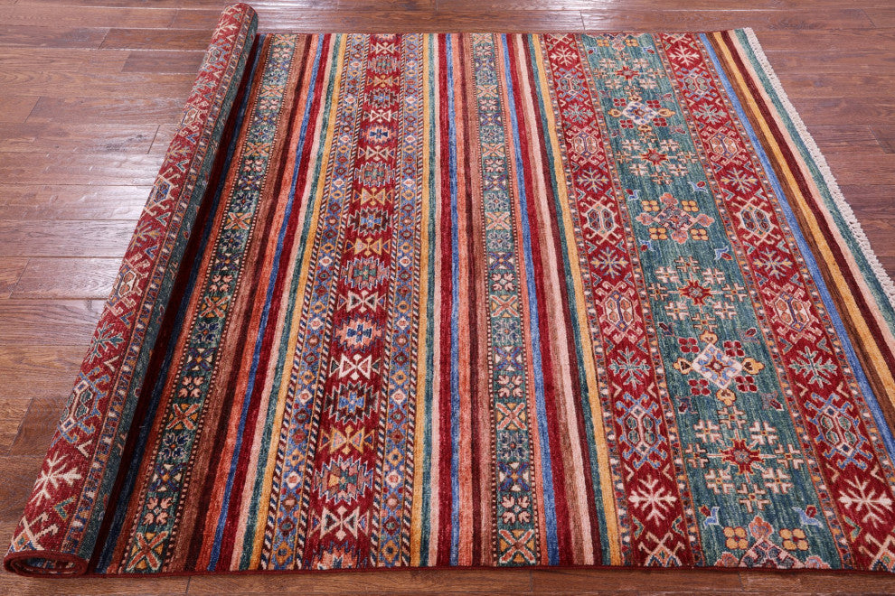 5' 8" X 7' 10" Super Kazak Khorjin Hand-Knotted Wool Rug - Q12853