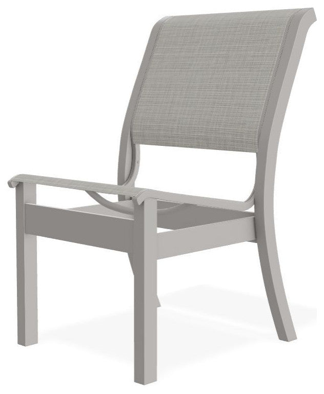 Leeward Sling Stackable Outdoor Dining Chair, Deacon/Warm Gray