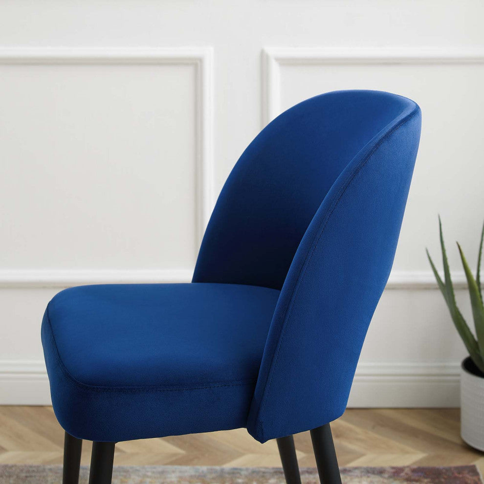 Counter Stool Chair, Velvet, Metal, Blue Navy, Modern, Bar Pub Bistro Restaurant