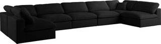 Plush Velvet / Down Standard Comfort 7-Piece U-Shaped Modular Sectional, Black