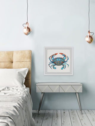 "Icy Blue Crab" Framed Painting Print, 18"x18"