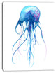 Light Blue Jellyfish Watercolor, Animal Canvas Art Print, 12"x20"