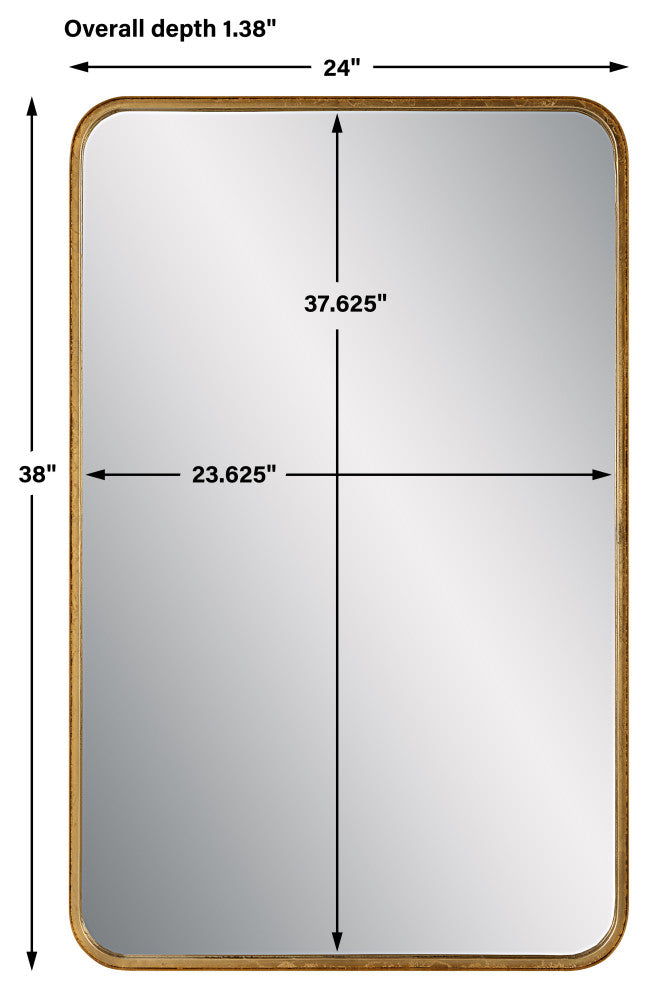 38" Industrial Gold Metal Mirror